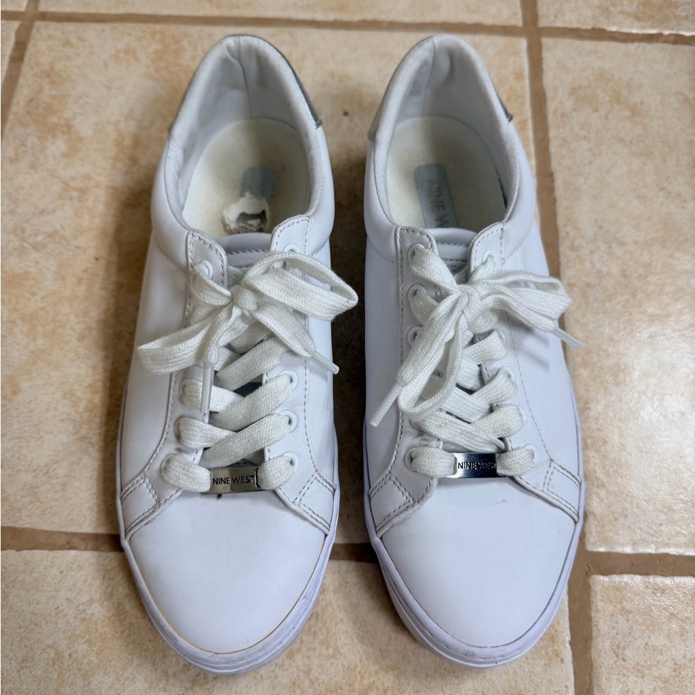 Nine West Women's Classic White Lace-Up Sneakers